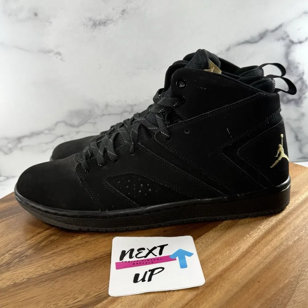 Mens Size 11-Nike Air Jordan Flight Legend Black Gold Logo Sneakers AA2526-031
